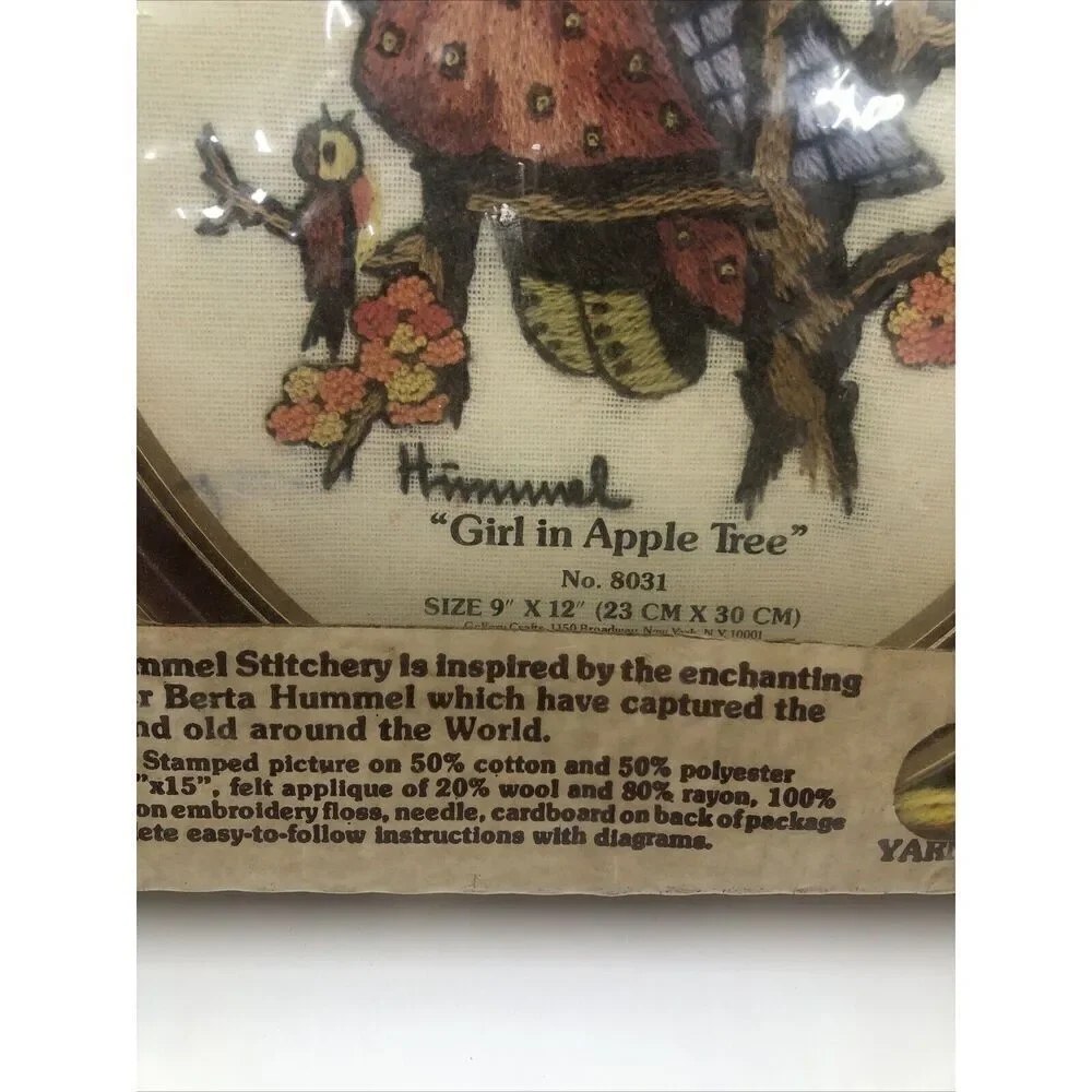 *Hummel Stitchery Kit 9”x12” Girl In Apple Tree Unopened #8031 Frame . Vintage